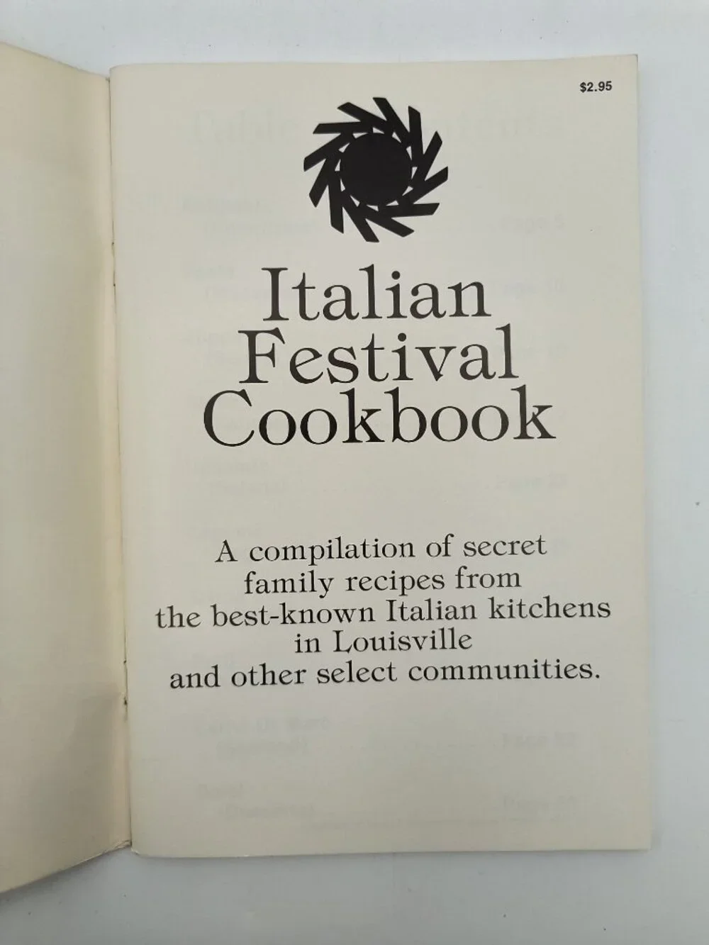 Italian Festival Cookbook Louisville Summer Of 1974 Vintage Recipe Booklet